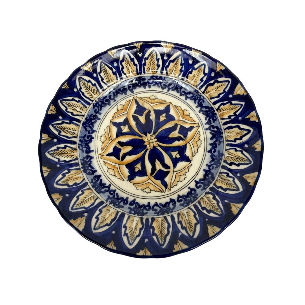 Vintage I. Godinger & Co. Hand Painted Plates Ceramic Floral Mediterranean Set 5 - Picture 5 of 11